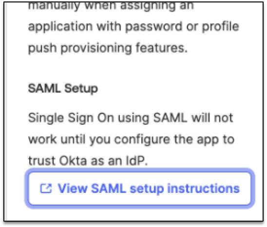 A button that shows the SAML setup instructions