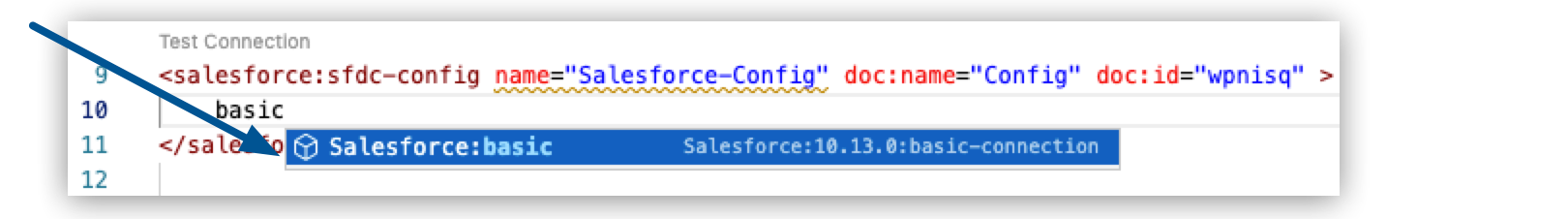 検索結果で [Salesforce:basic] が強調表示されているコードスニペット