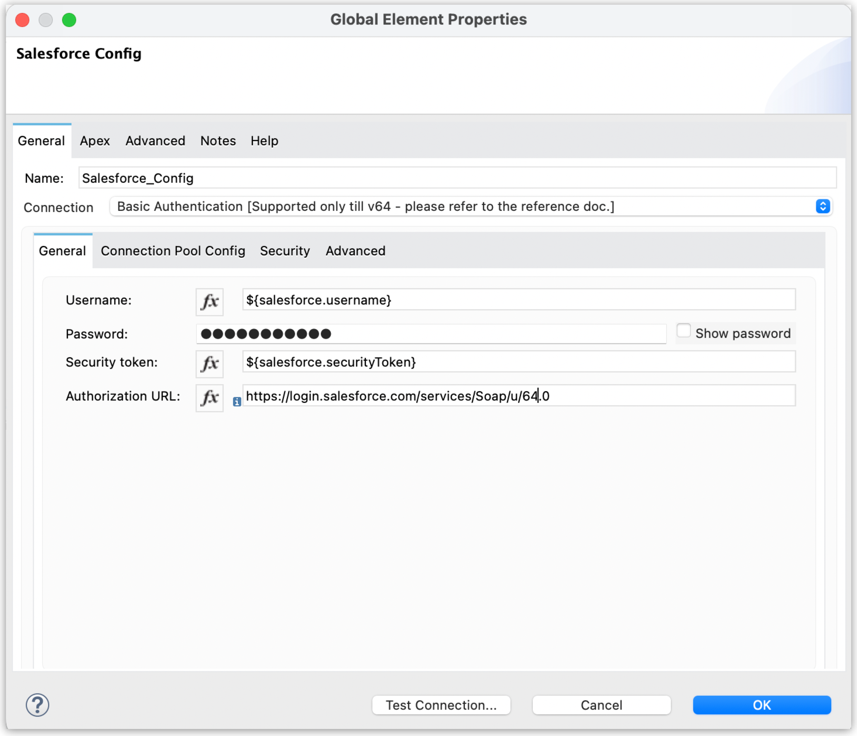 Delete global element configuration window